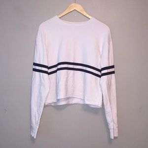 white brandy shirt blue stripes